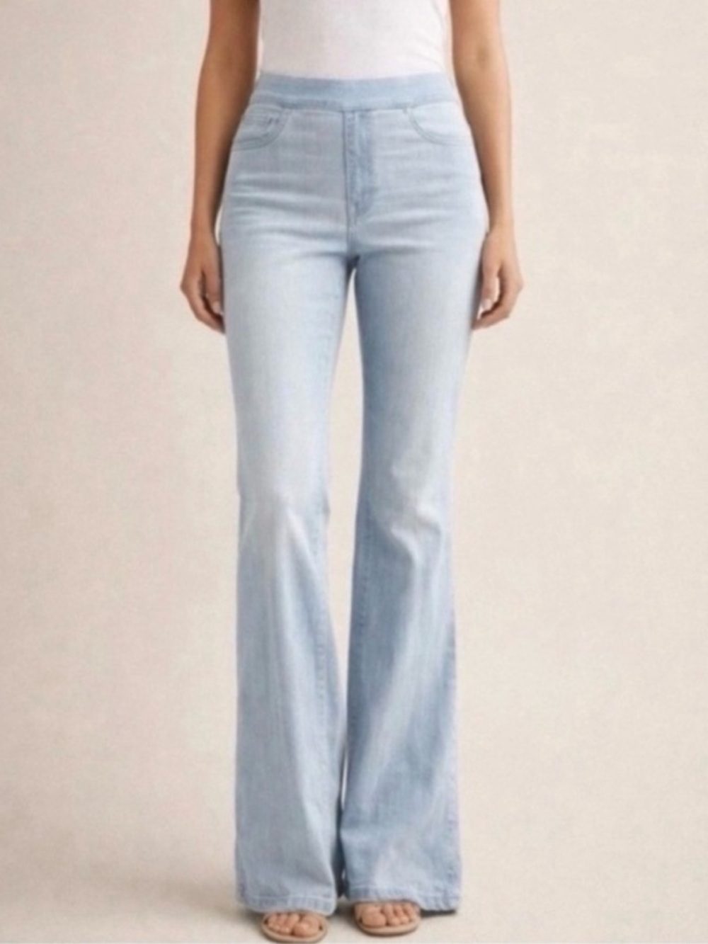 Spanx Flare Jeans Light Wash Retro High Rise Pull On Size Small